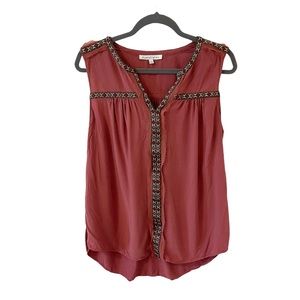 Daniel Rainn Boho Sleeveless Embroidered Blouse Blush L